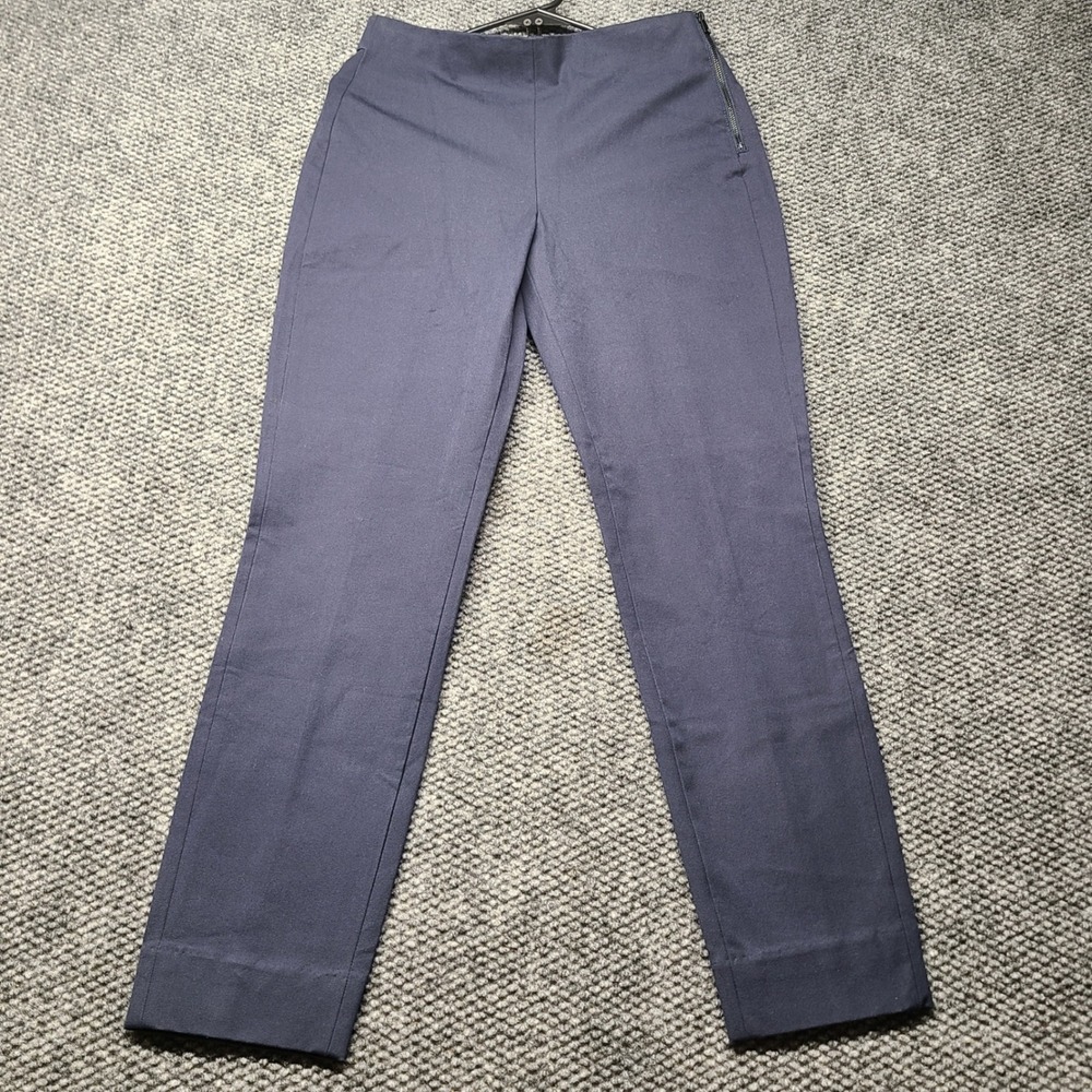 Everlane Womens Navy Blue Side Zip Cotton Blend Straight Leg Pants Size 4